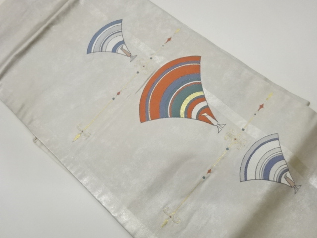 引箔孔雀模様織出し名古屋帯